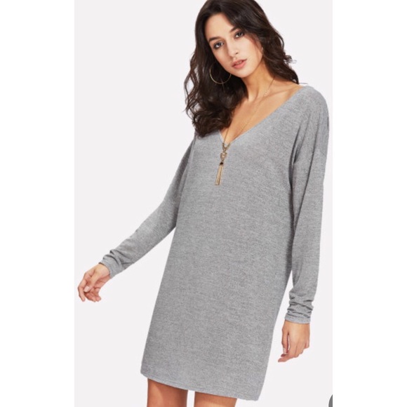 Drop Shoulder Marled Knit Tee Dress - Picture 3 of 7